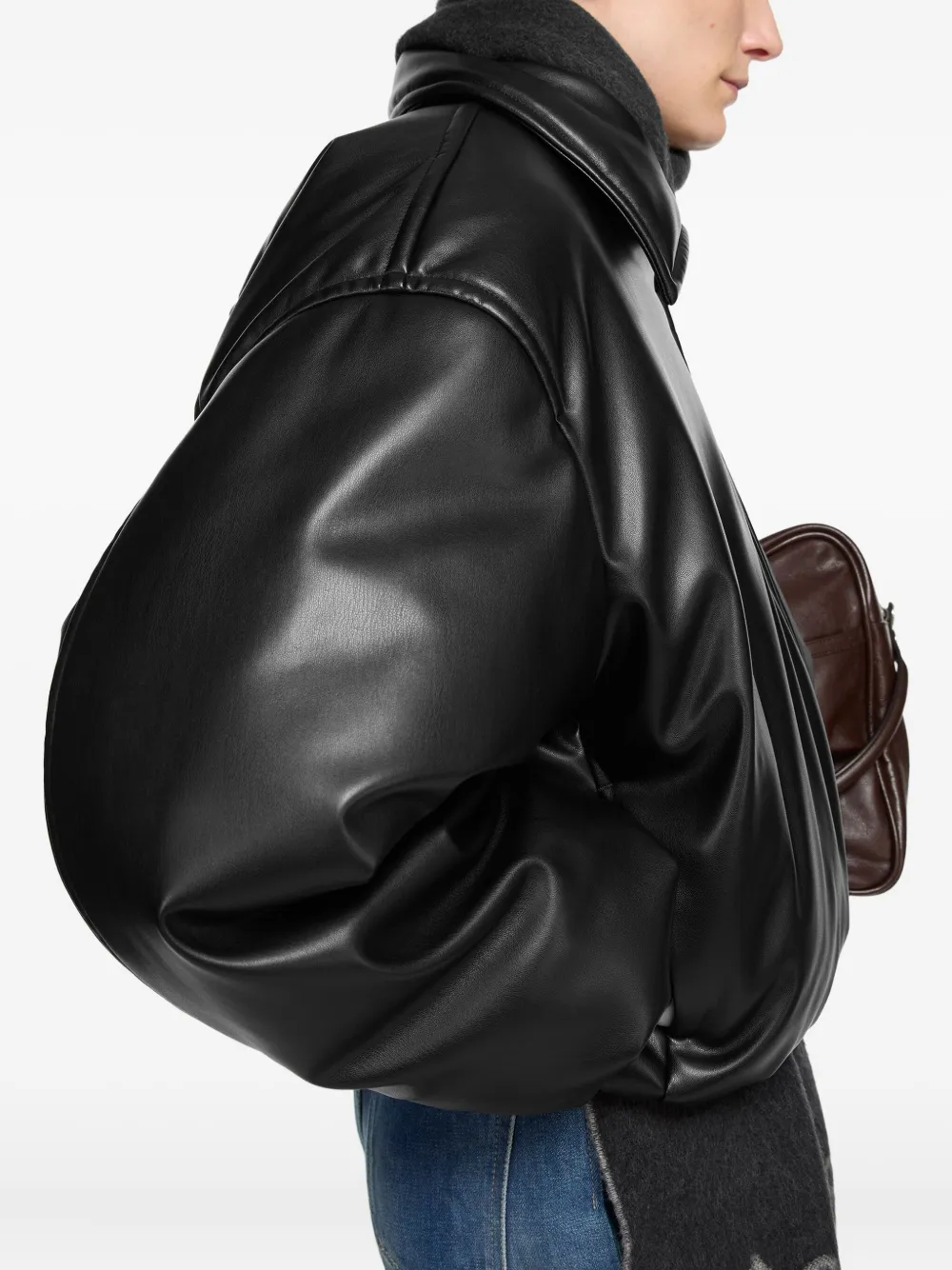 Acne Studios Gewatteerd leren jack Zwart