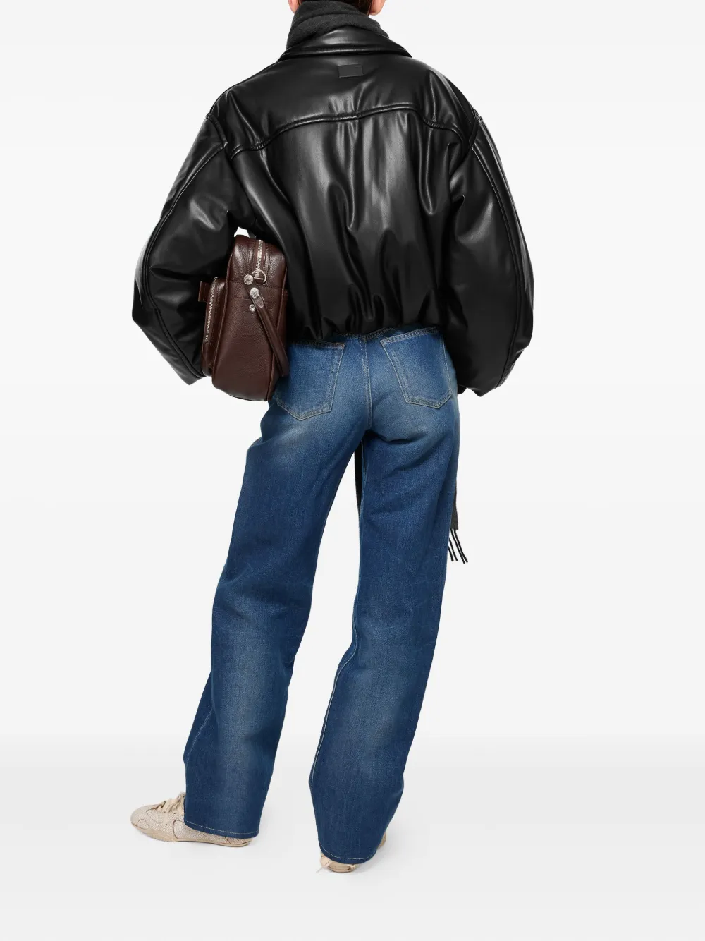 Acne Studios Gewatteerd leren jack Zwart