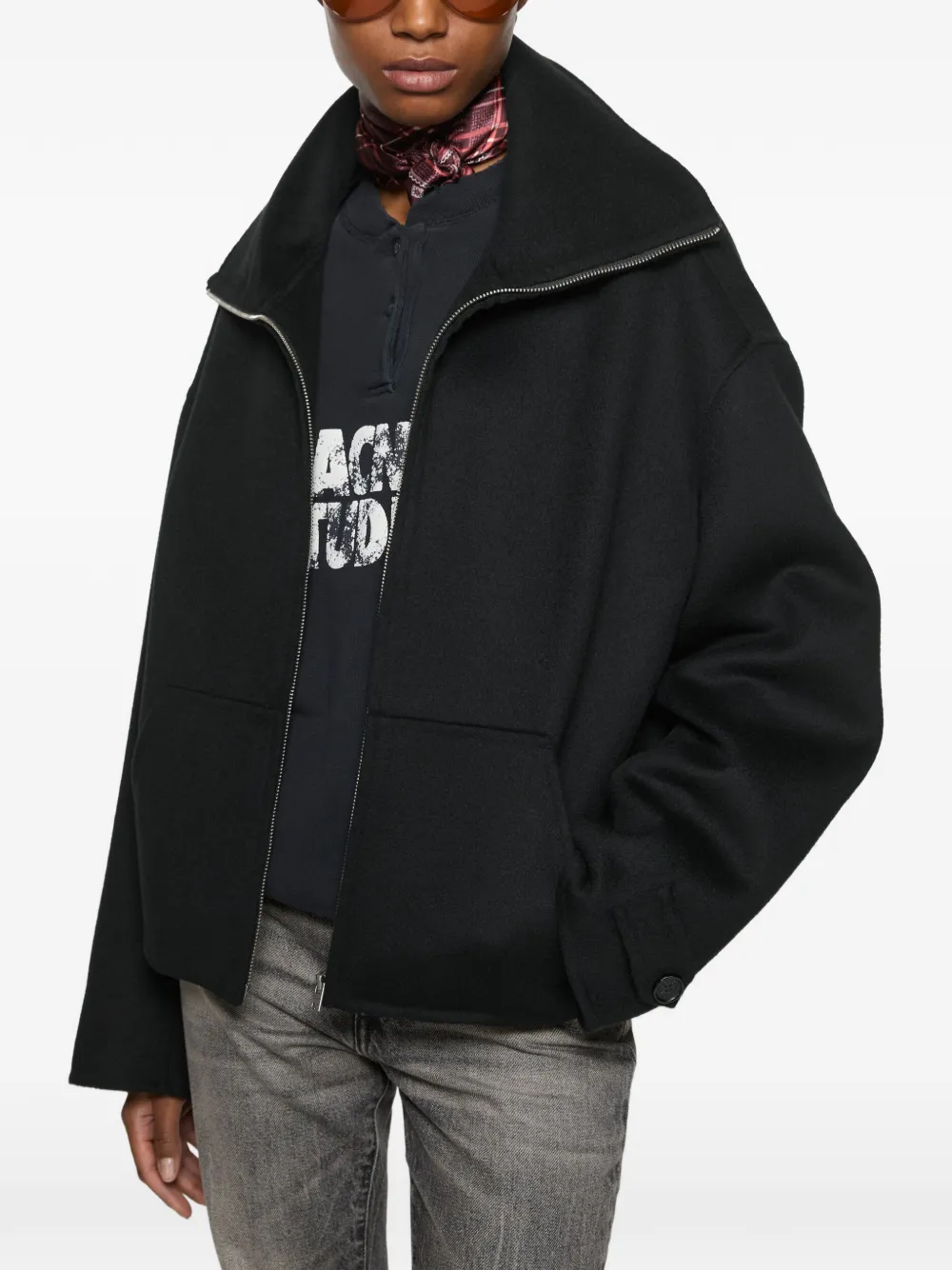Acne Studios Wool Zip Jacket in Black, view 4