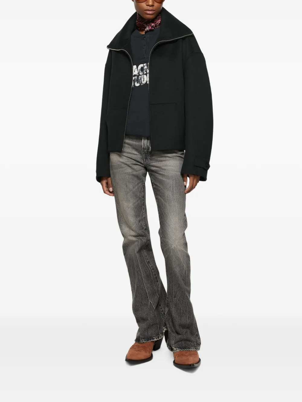 Acne Studios Wool Zip Jacket in Black, view 2