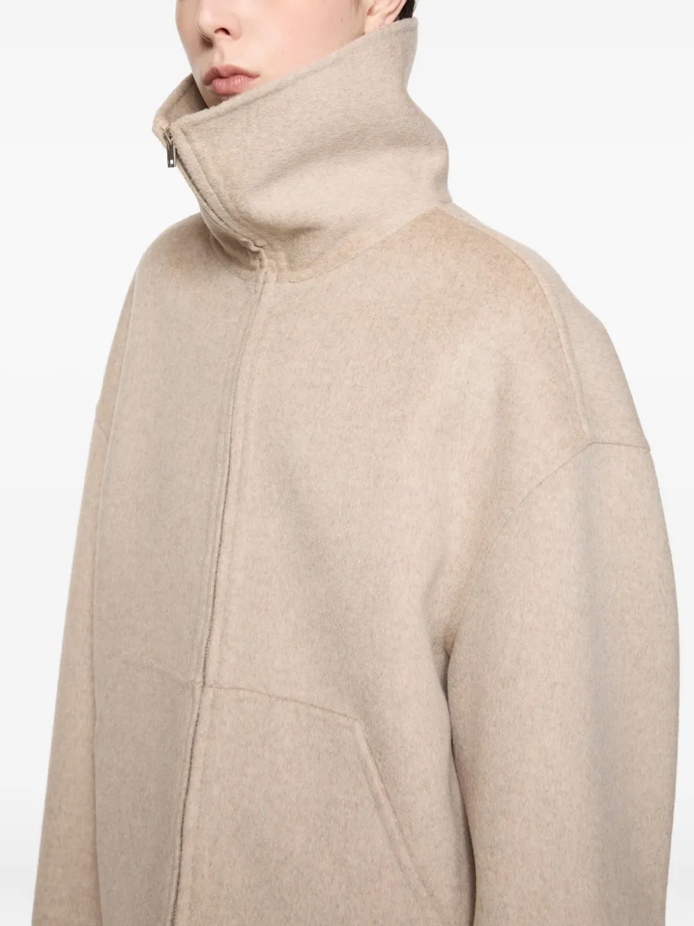Acne Studios High-neck Cropped Jacket In Neutral