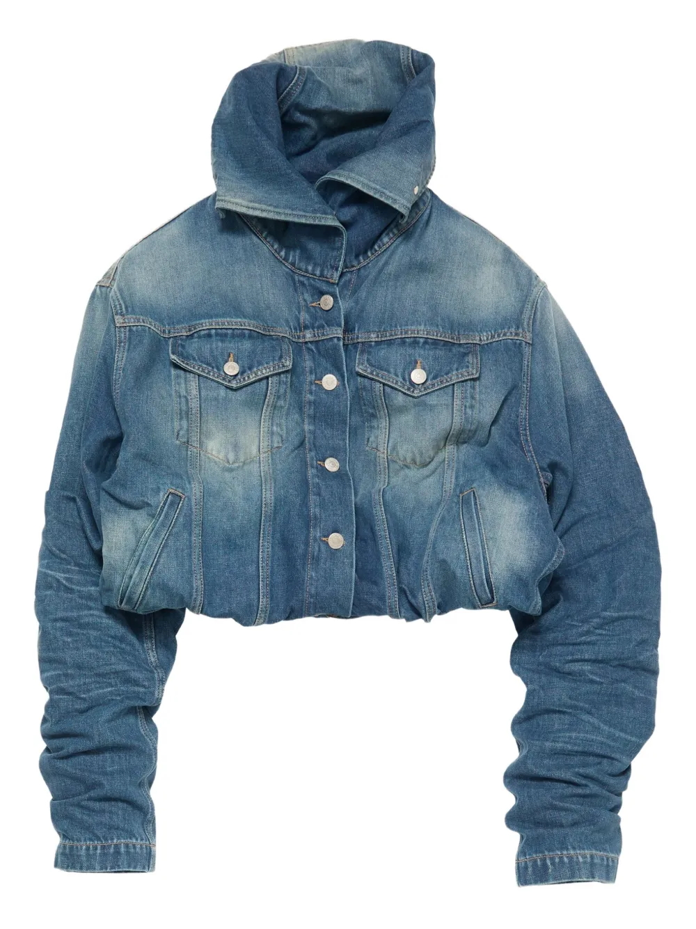 Acne Studios hooded denim jacket 863-Mid Blue