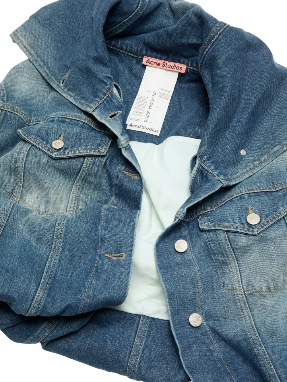 Acne Studios Denim jack met capuchon 863-Mid Blue