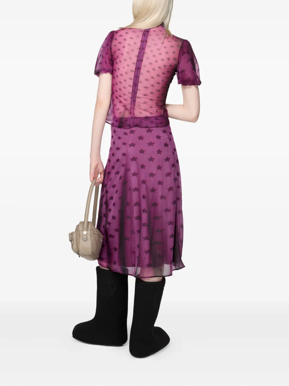 Acne Studios Star-print Puff-sleeve Top In Blue