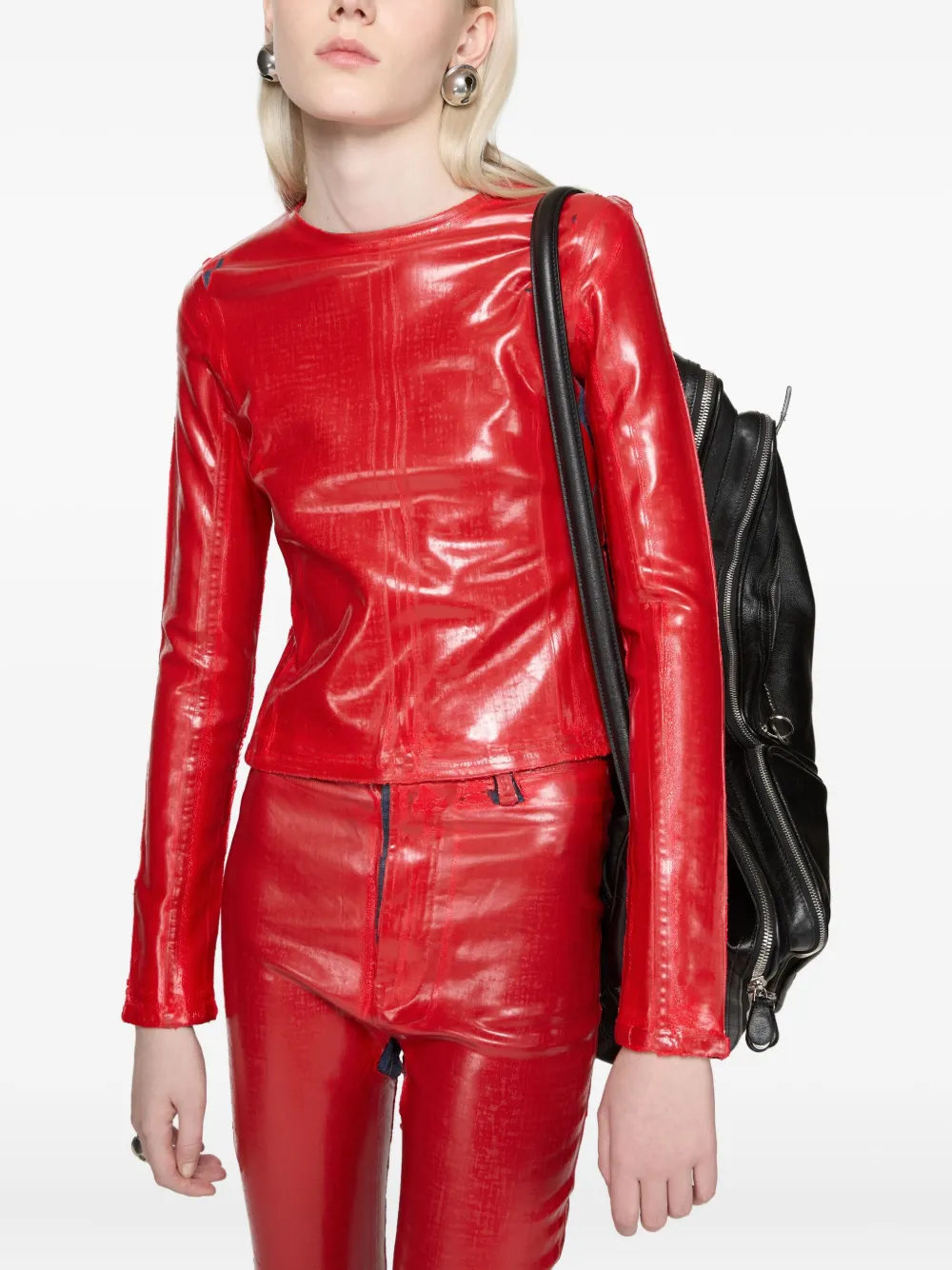 Acne Studios Long-sleeve Zipped Top In Red