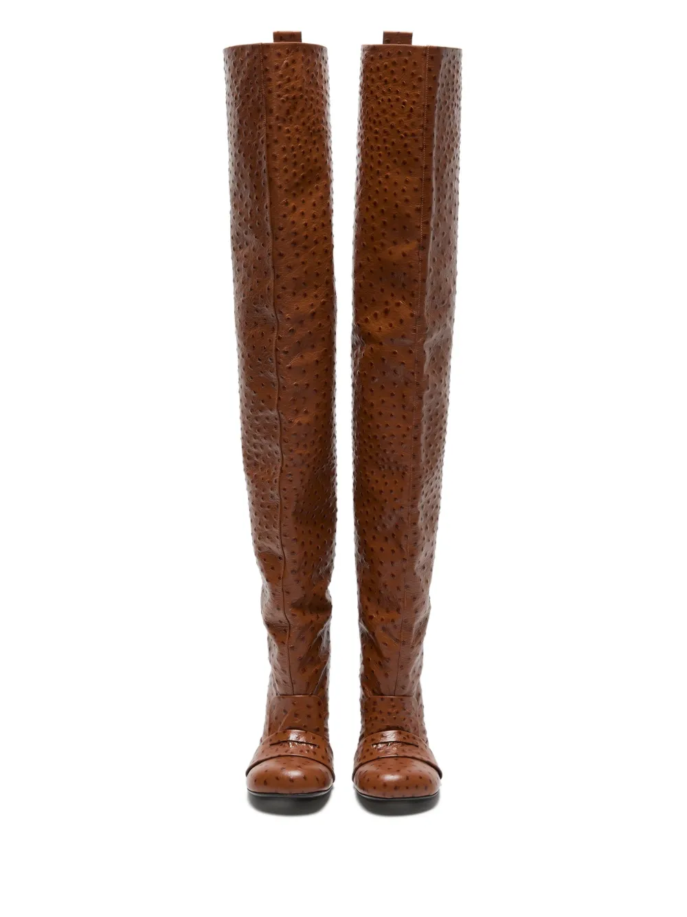 Acne Studios 100mm Ostrich-print Stiletto Boots In Brown