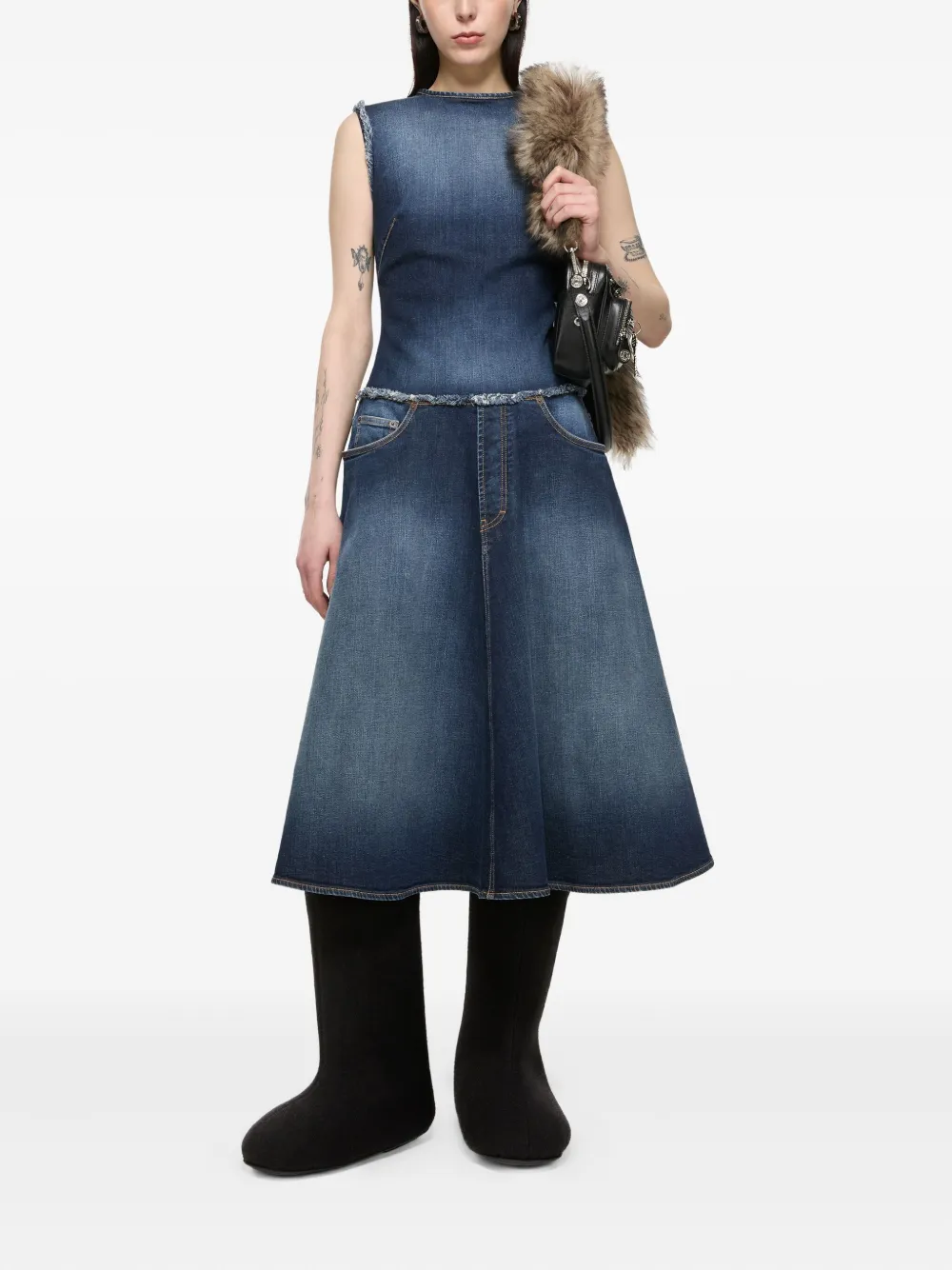 Acne Studios Vilten laarzen met logodetail Zwart