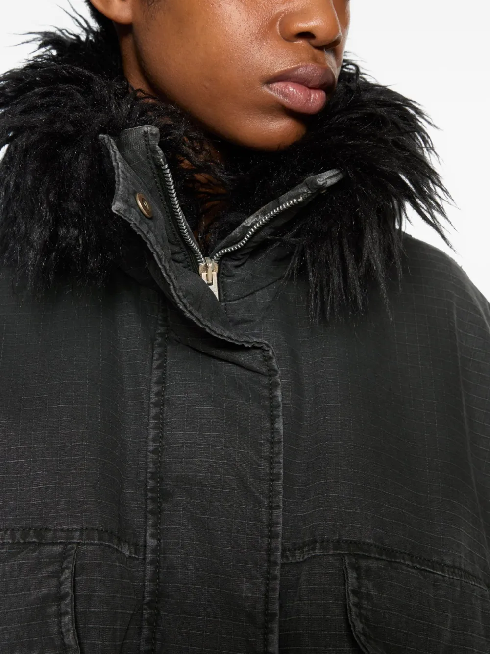 Acne Studios faux-fur collar jacket Zwart