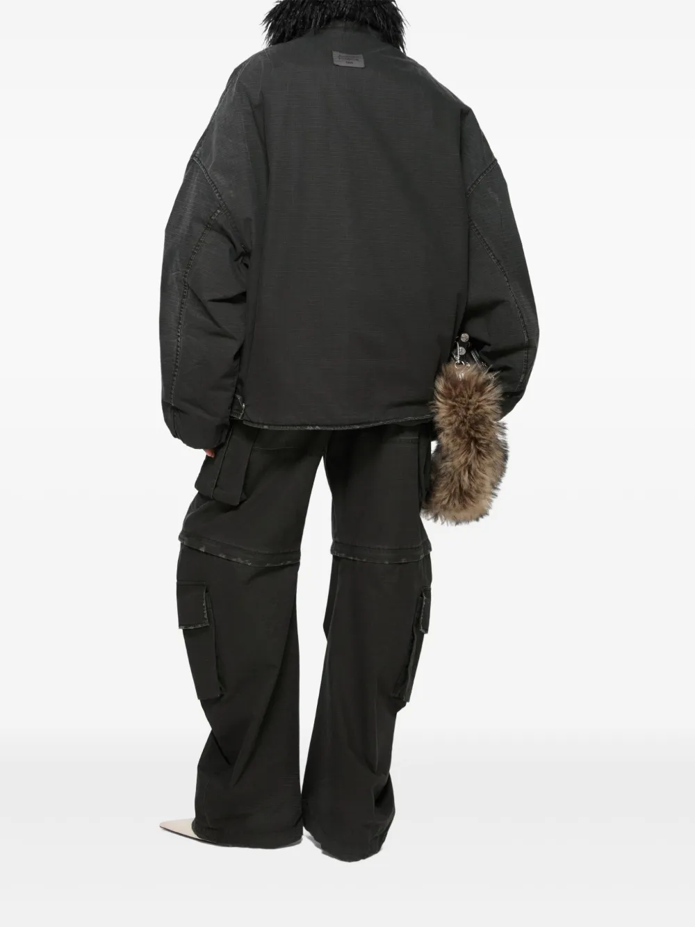Acne Studios faux-fur collar jacket Zwart