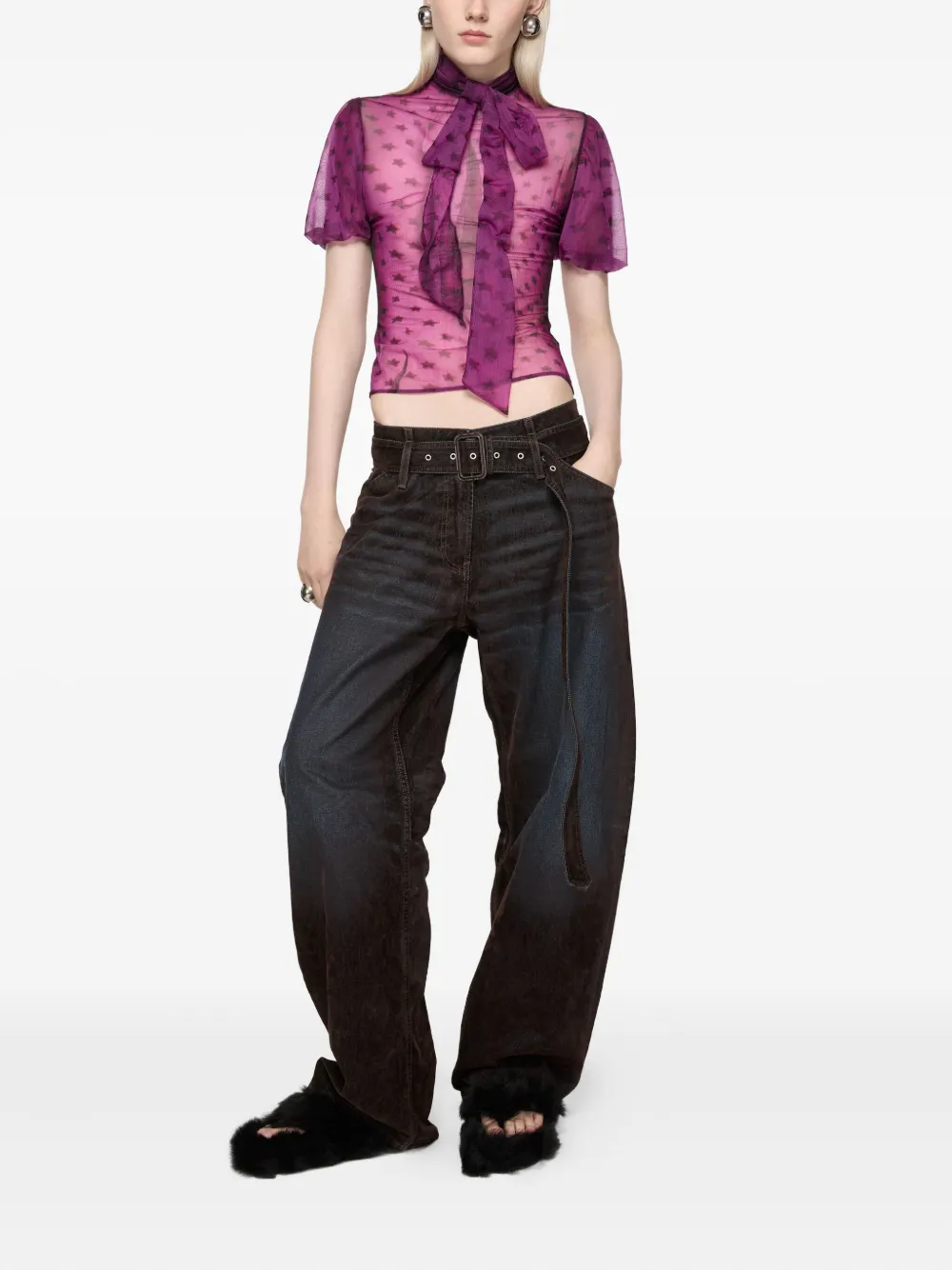 Acne Studios belted loose-leg jeans - Blauw