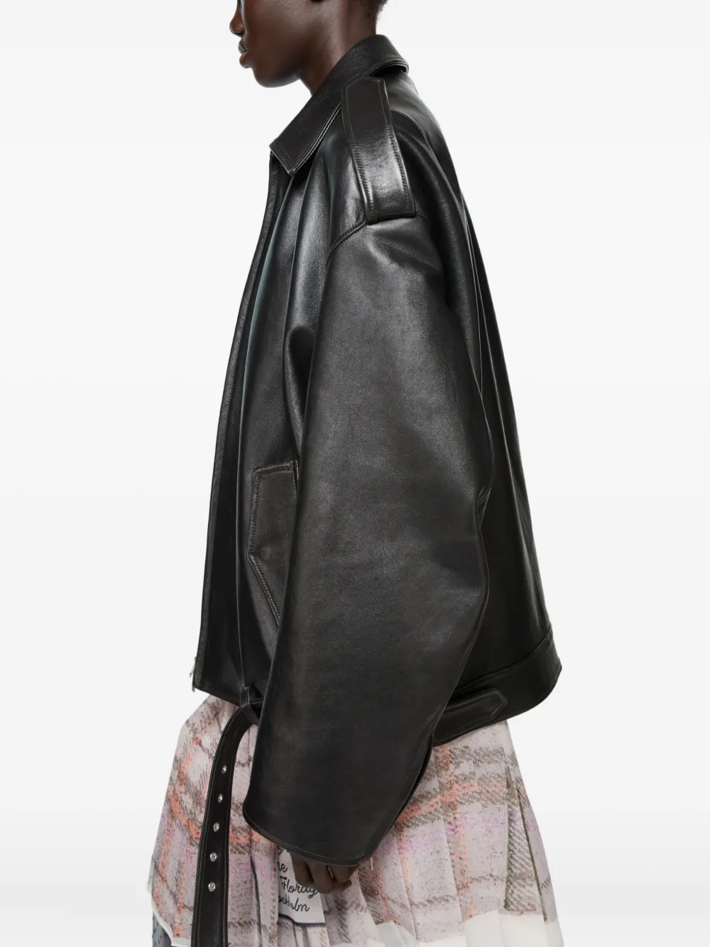 Acne Studios belted leather jacket Zwart