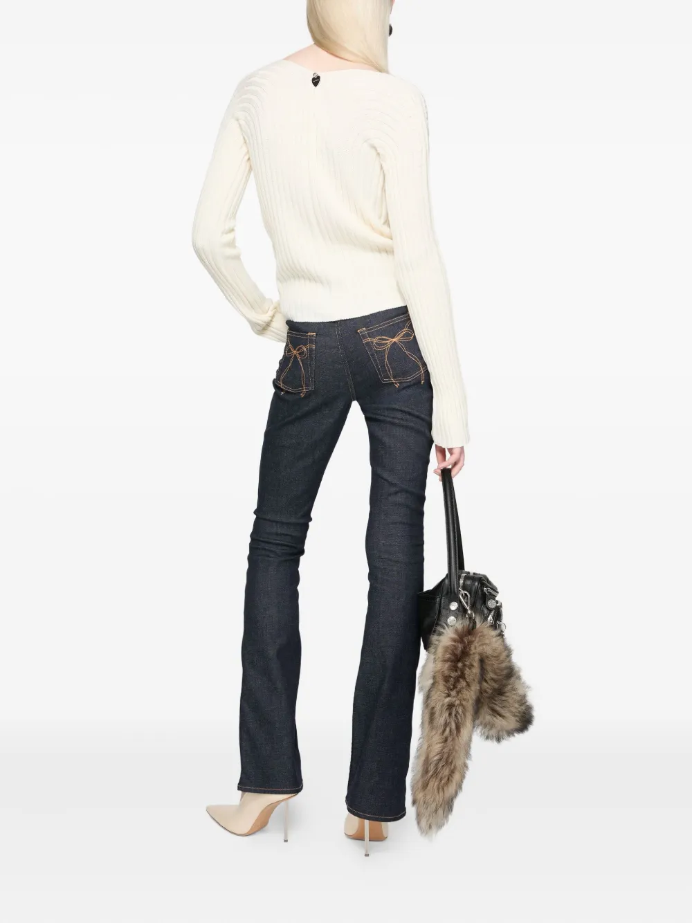 Acne Studios Flared broek met strik Blauw