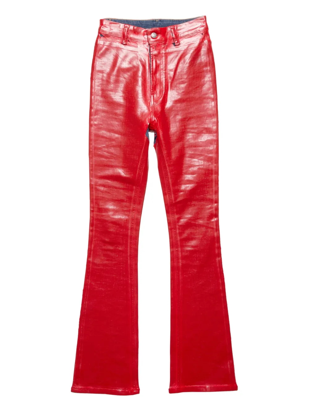 Acne Studios Latex Flared Trousers In Red