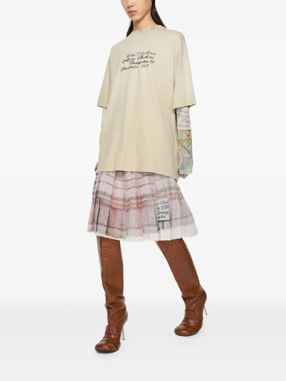 Acne Studios T-shirt met grafische print Beige