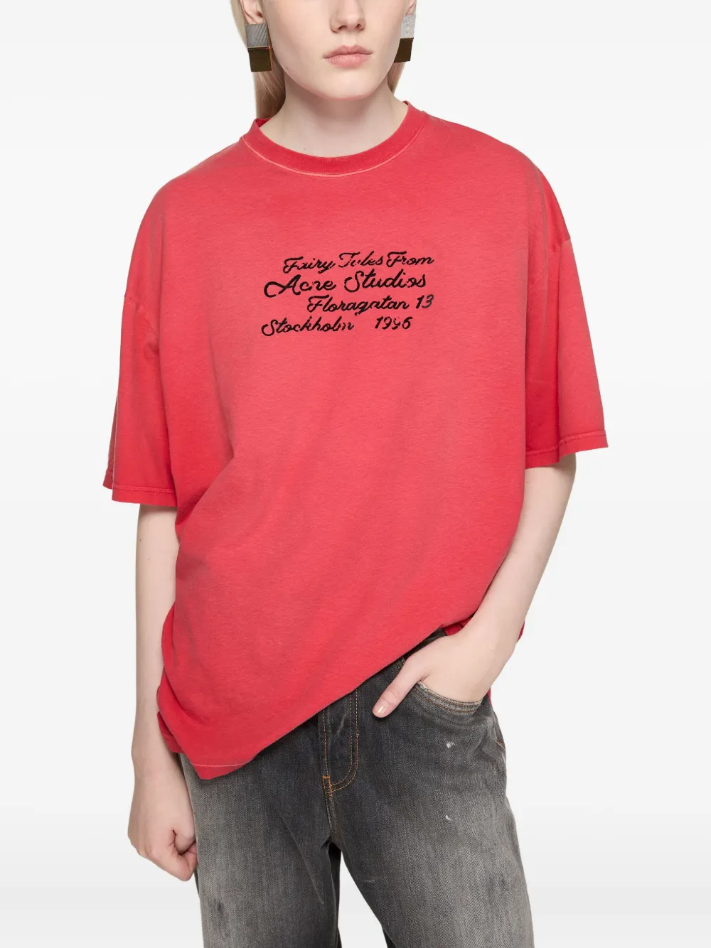 Acne Studios Lettering-detail Cotton T-shirt In Pink