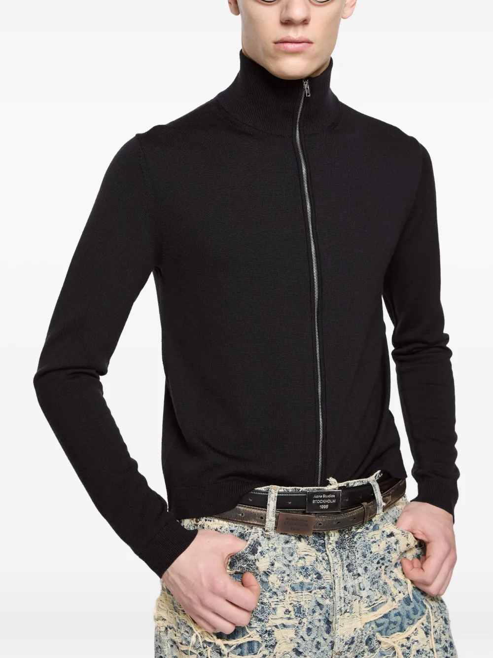 Acne Studios high-neck zip-up cardigan Zwart
