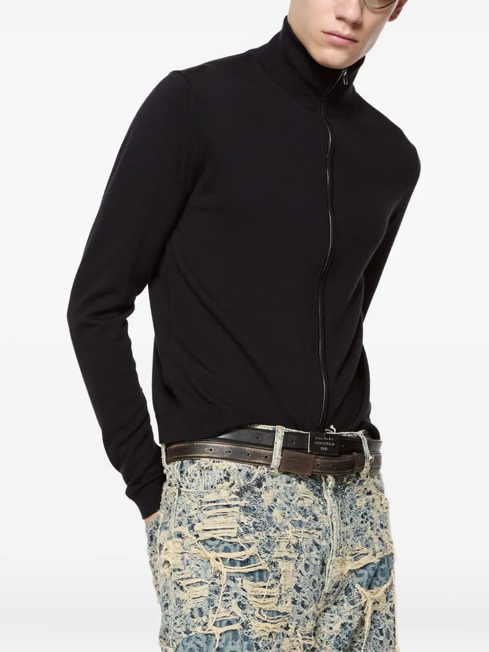 Acne Studios high-neck zip-up cardigan Zwart