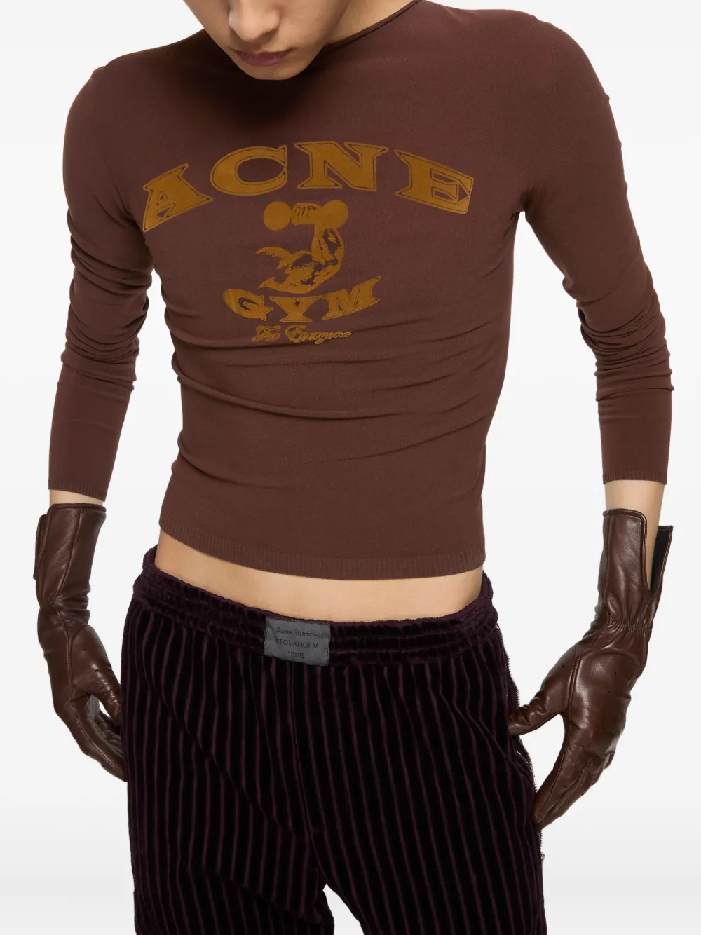 Acne Studios Gym-print Sweater In Brown