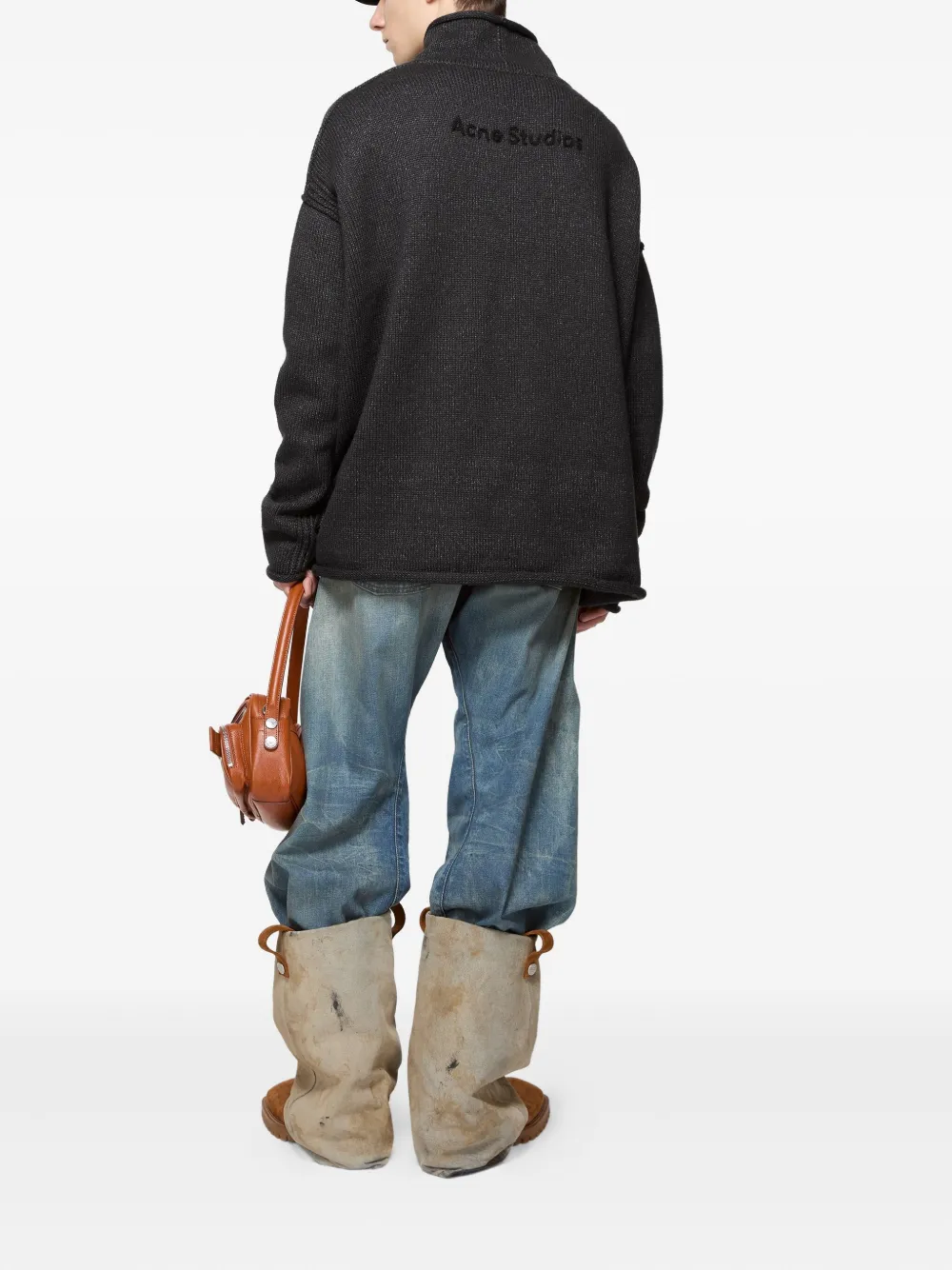 Acne Studios Sweater met hoge hals en geborduurd logo Grijs