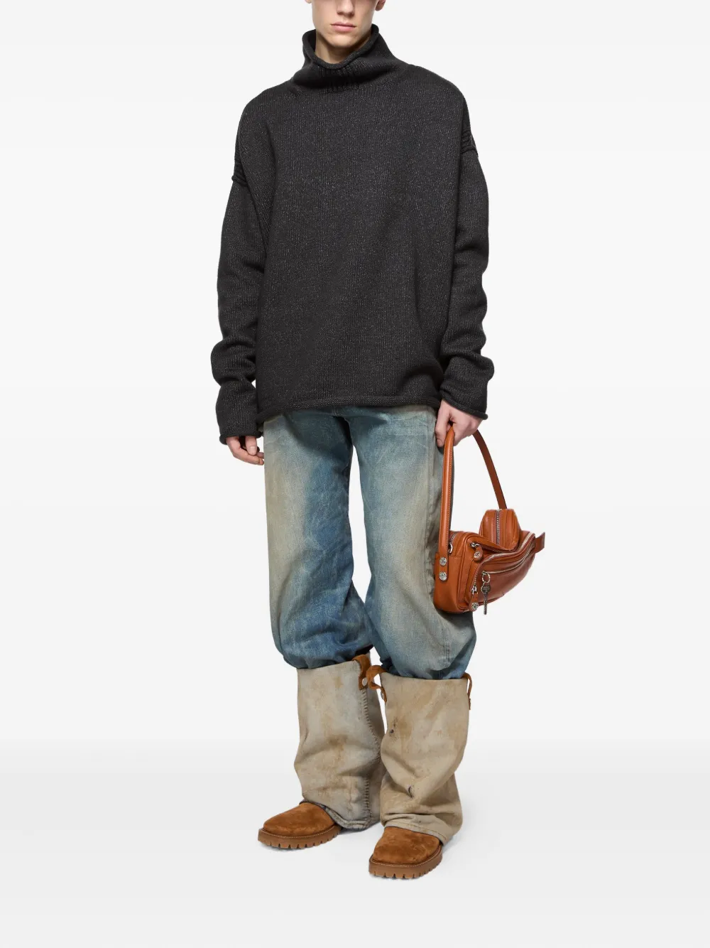 Acne Studios embroidered-logo high-neck sweater - Grijs
