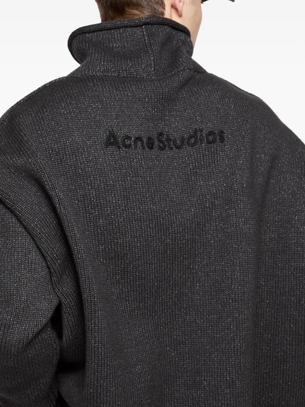 Acne Studios Sweater met hoge hals en geborduurd logo Grijs
