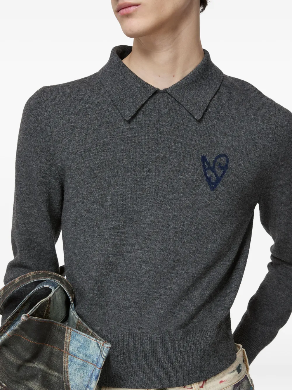 Acne Studios Top met polokraag en hartpatroon Grijs