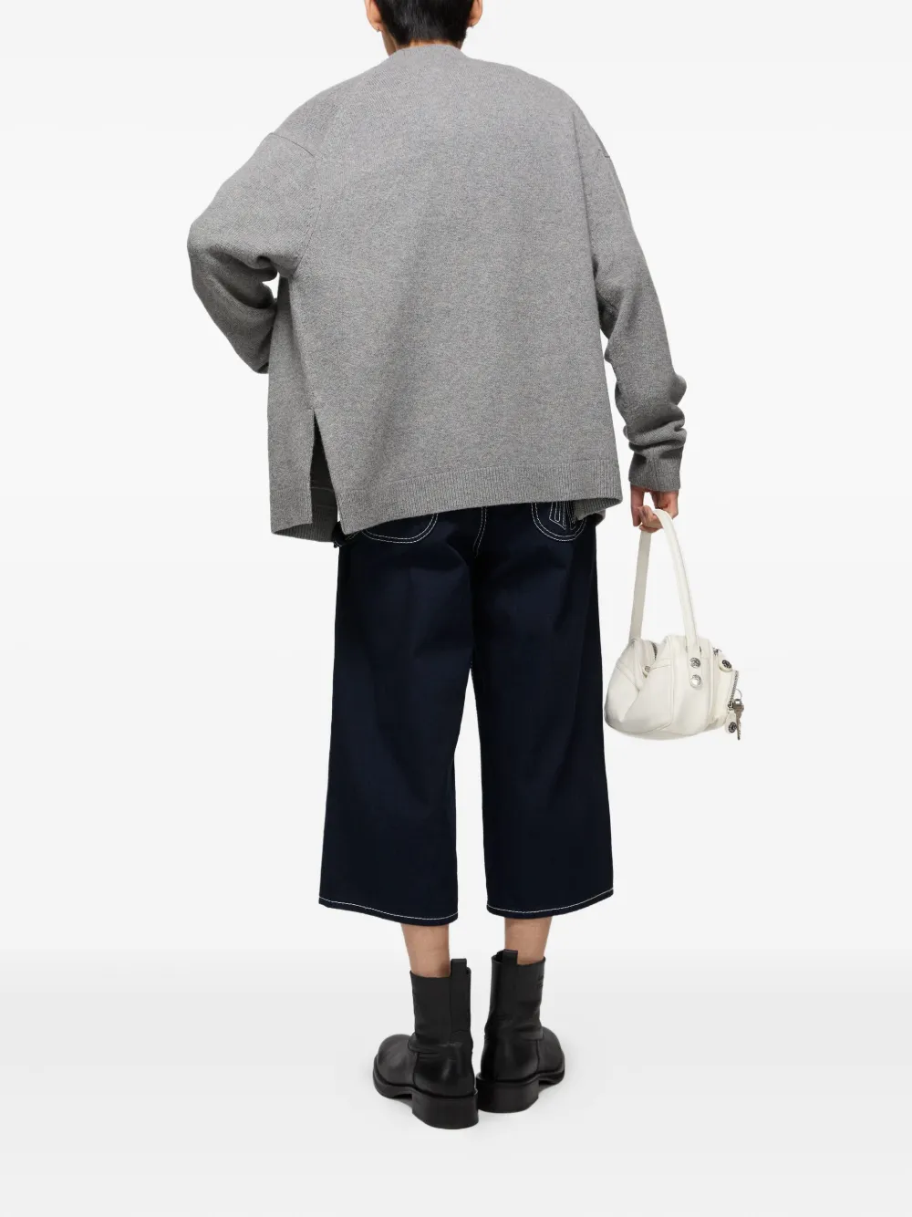 Acne Studios Embroidered Button Cardigan In Gray