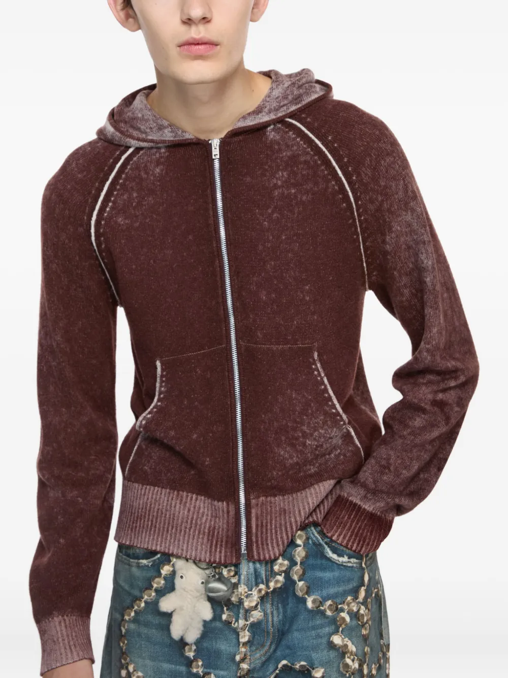 Acne Studios Hoodie met rits Bruin