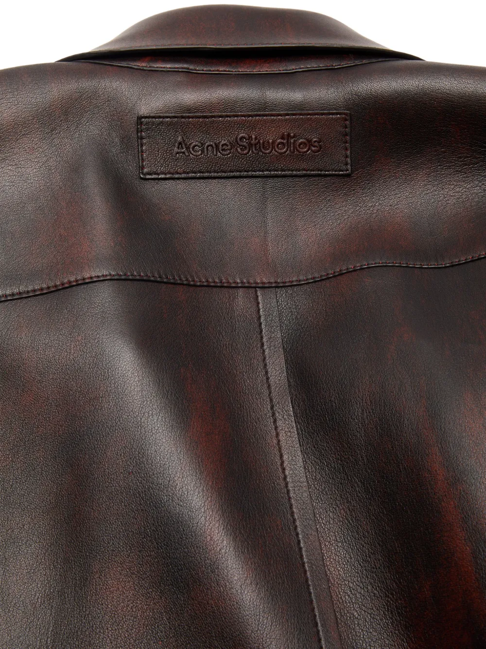 Acne Studios Leren shirtjack BBI-Red black