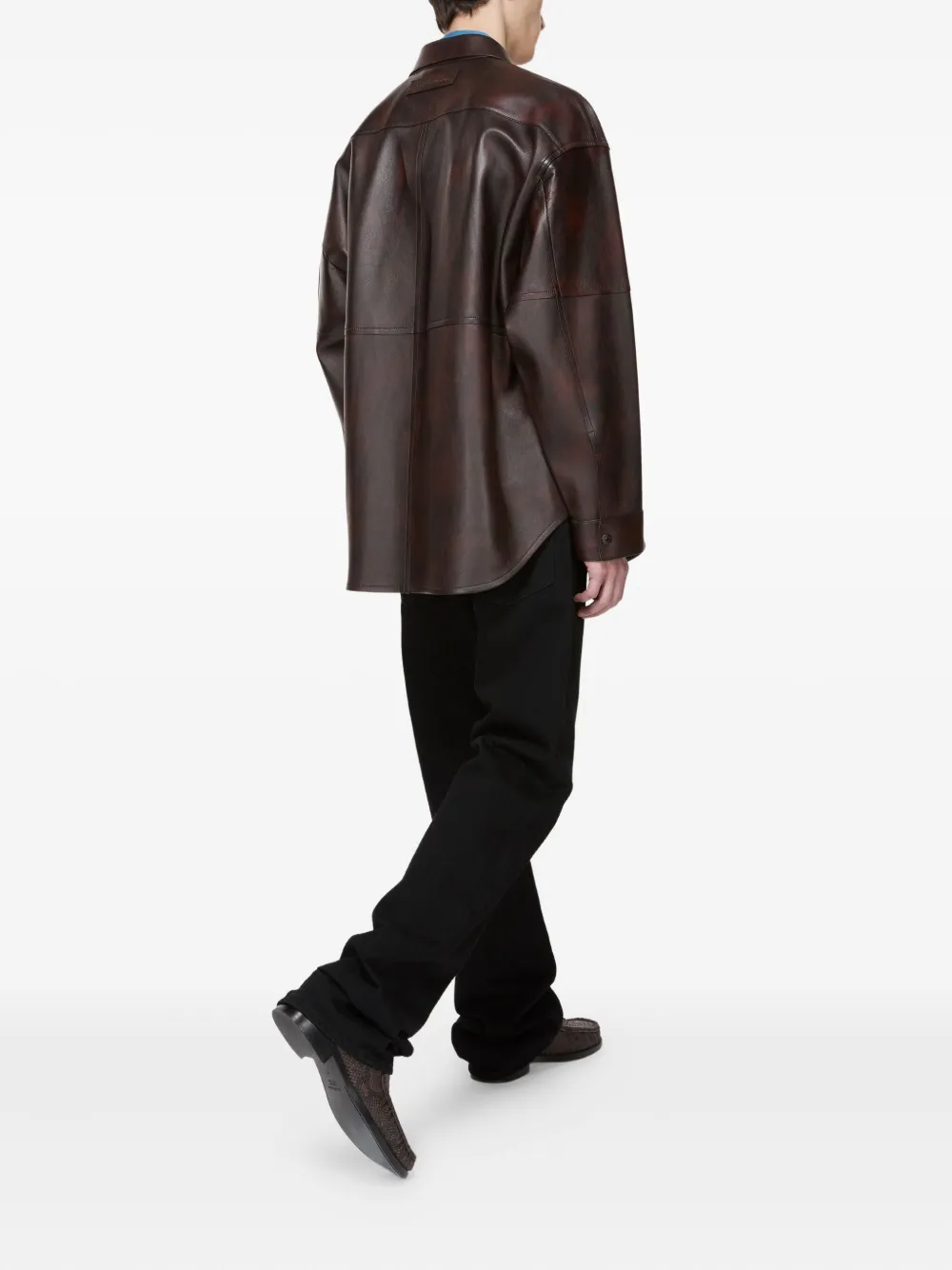 Acne Studios Leren shirtjack BBI-Red black