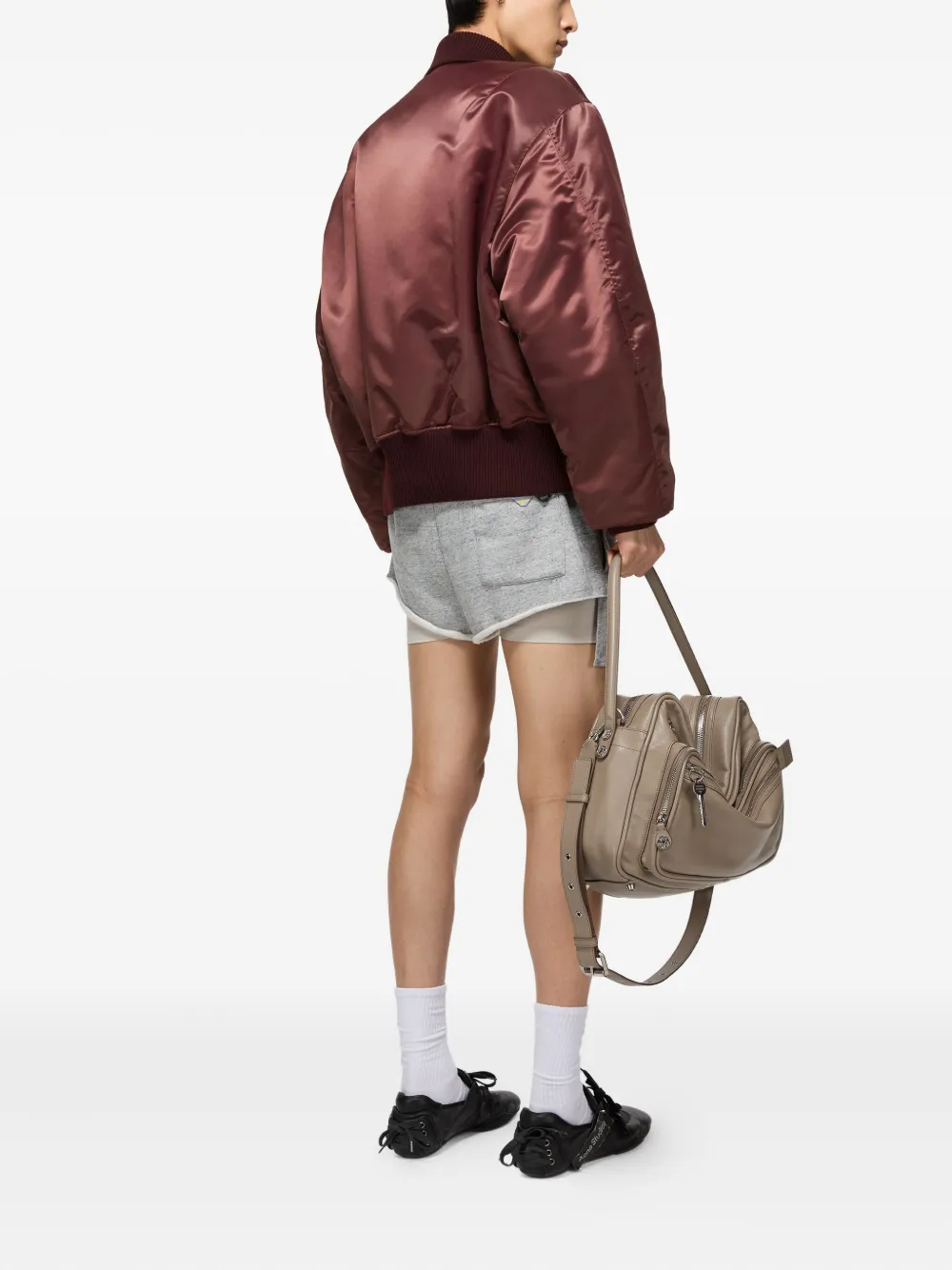 Acne Studios Satin-finish Bomber Jacket In Burgundy