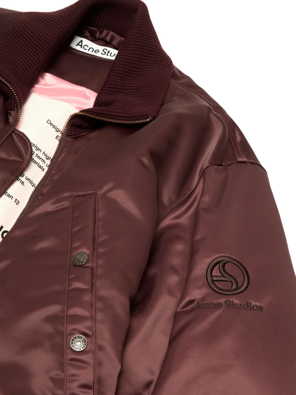Acne Studios Satin-finish Bomber Jacket In Burgundy