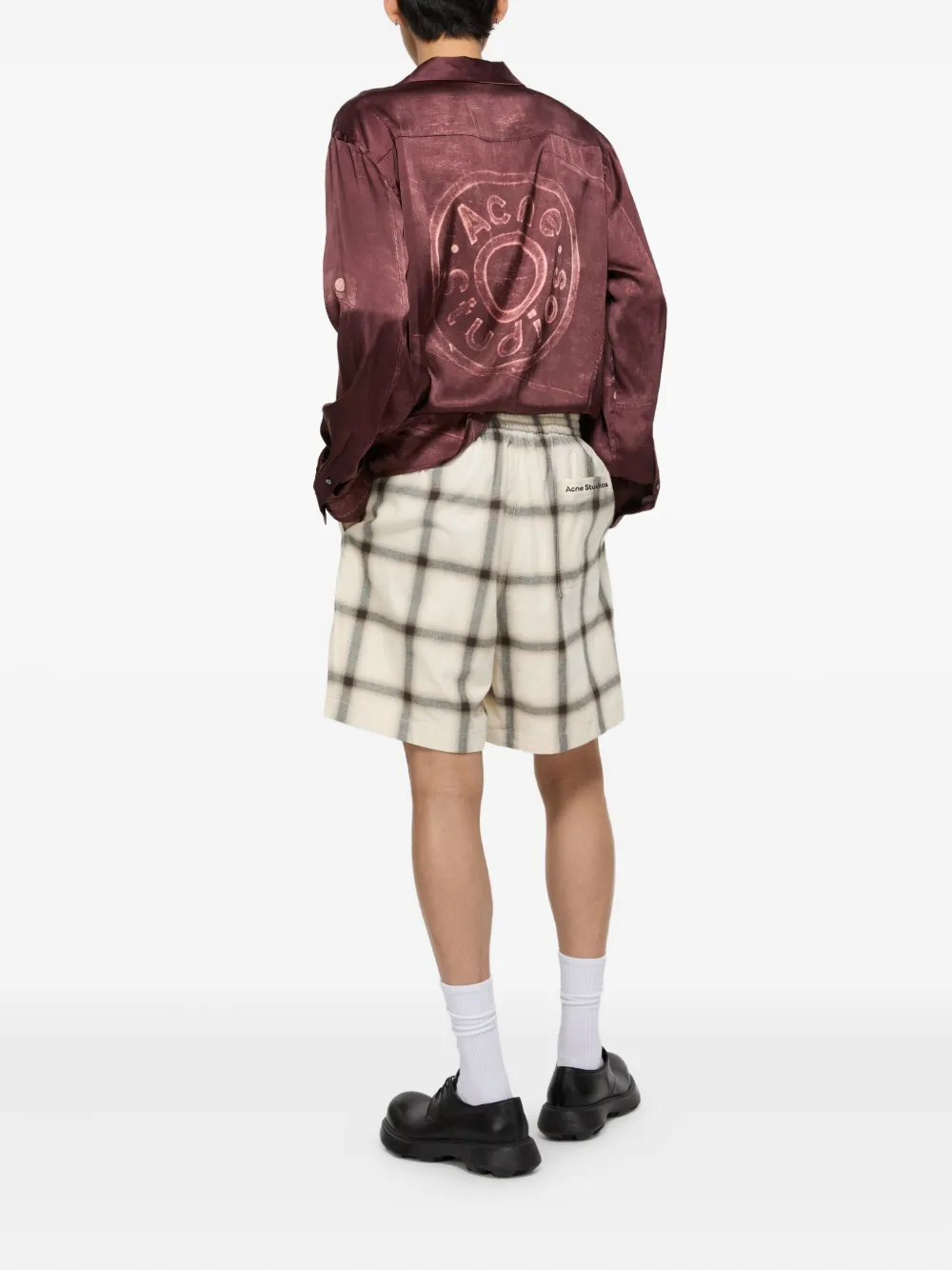 Acne Studios plaid drawstring-waist shorts Beige