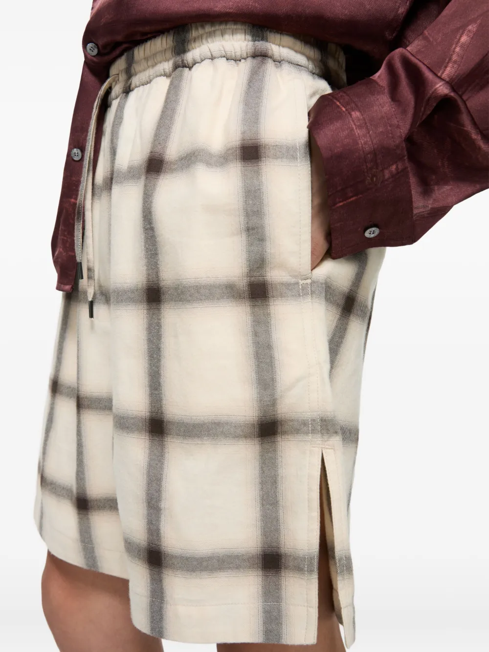 Acne Studios plaid drawstring-waist shorts Beige