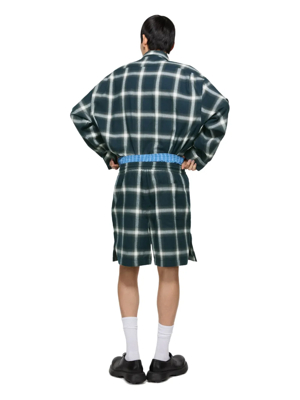 Acne Studios Geruite shorts met elastische taille Groen