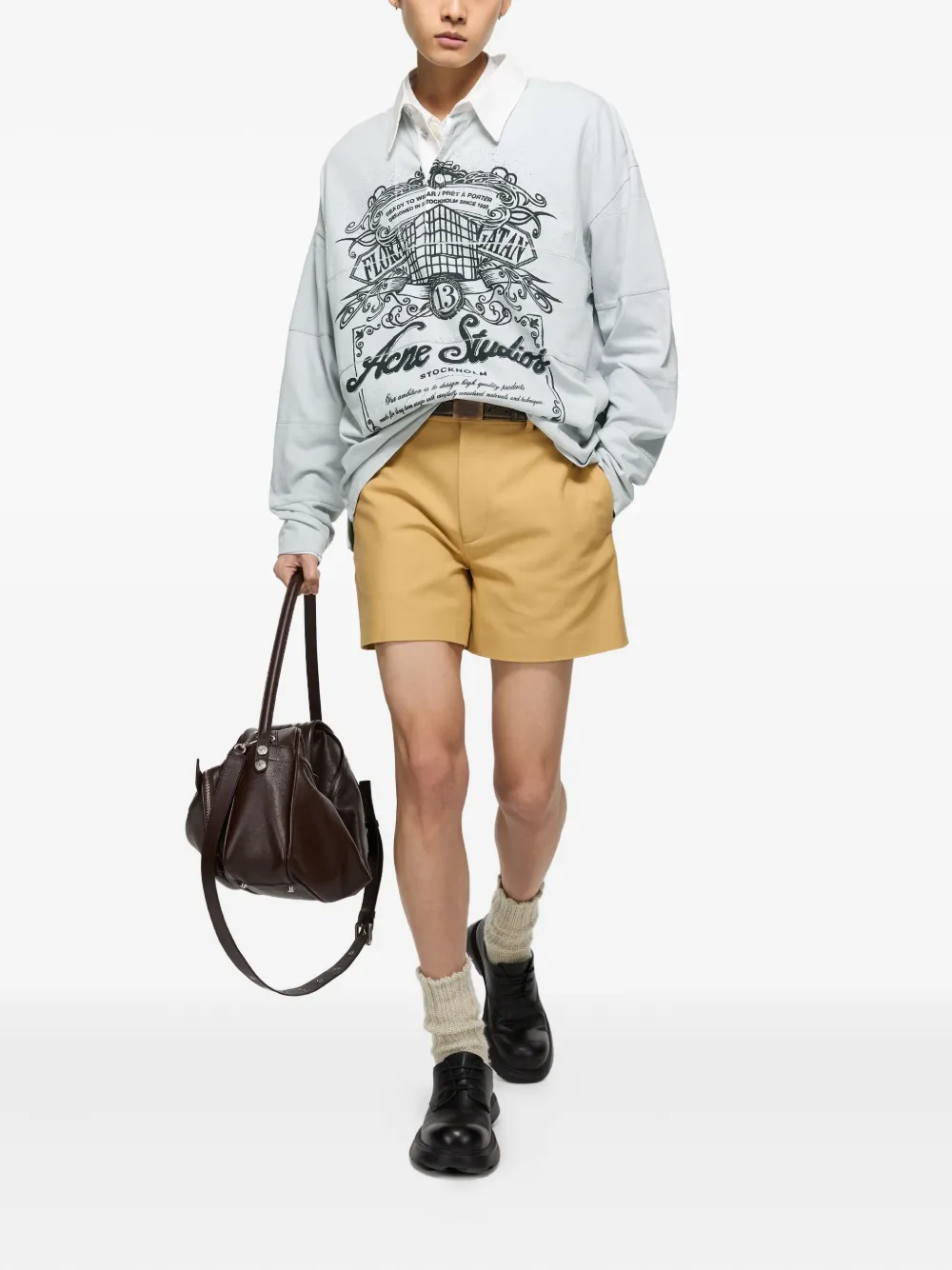 Acne Studios Shorts met logopatch Geel