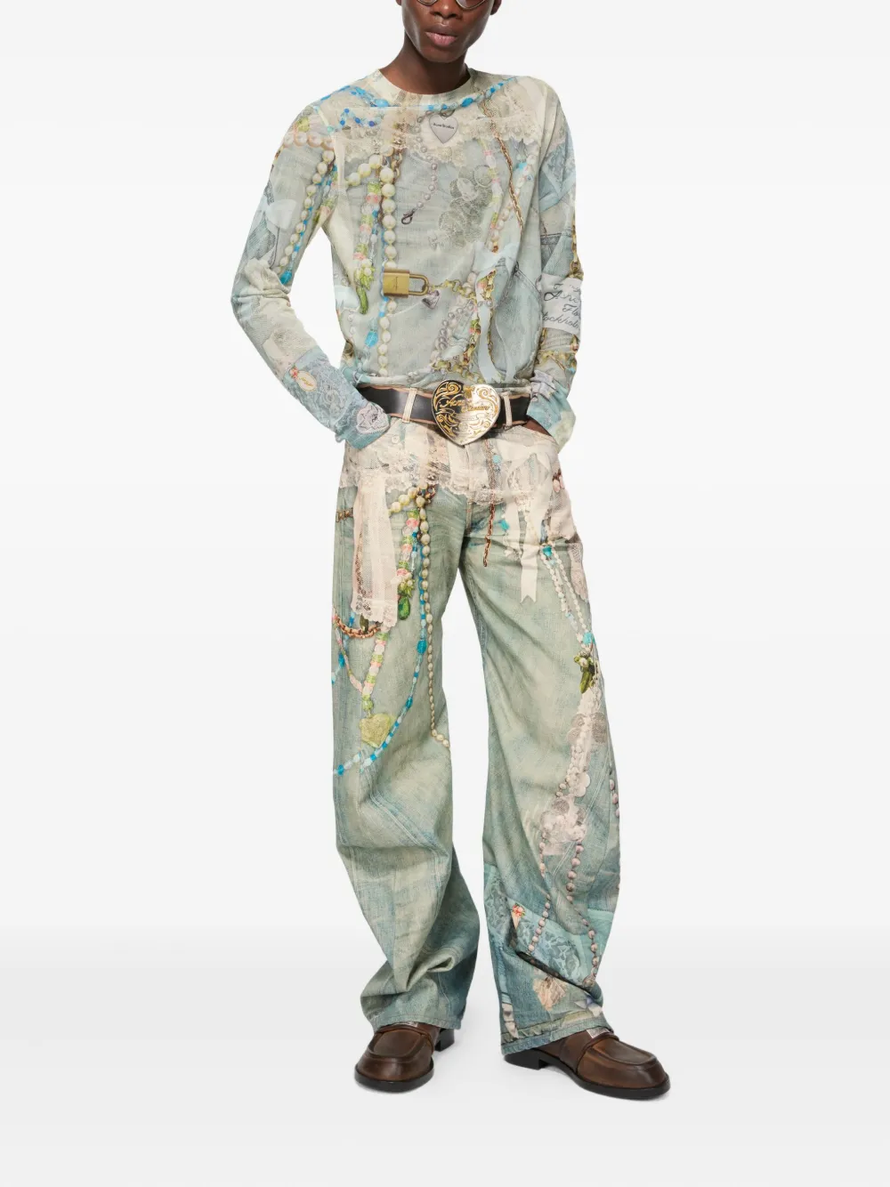 Acne Studios trompe-l'œil print jeans - Blauw