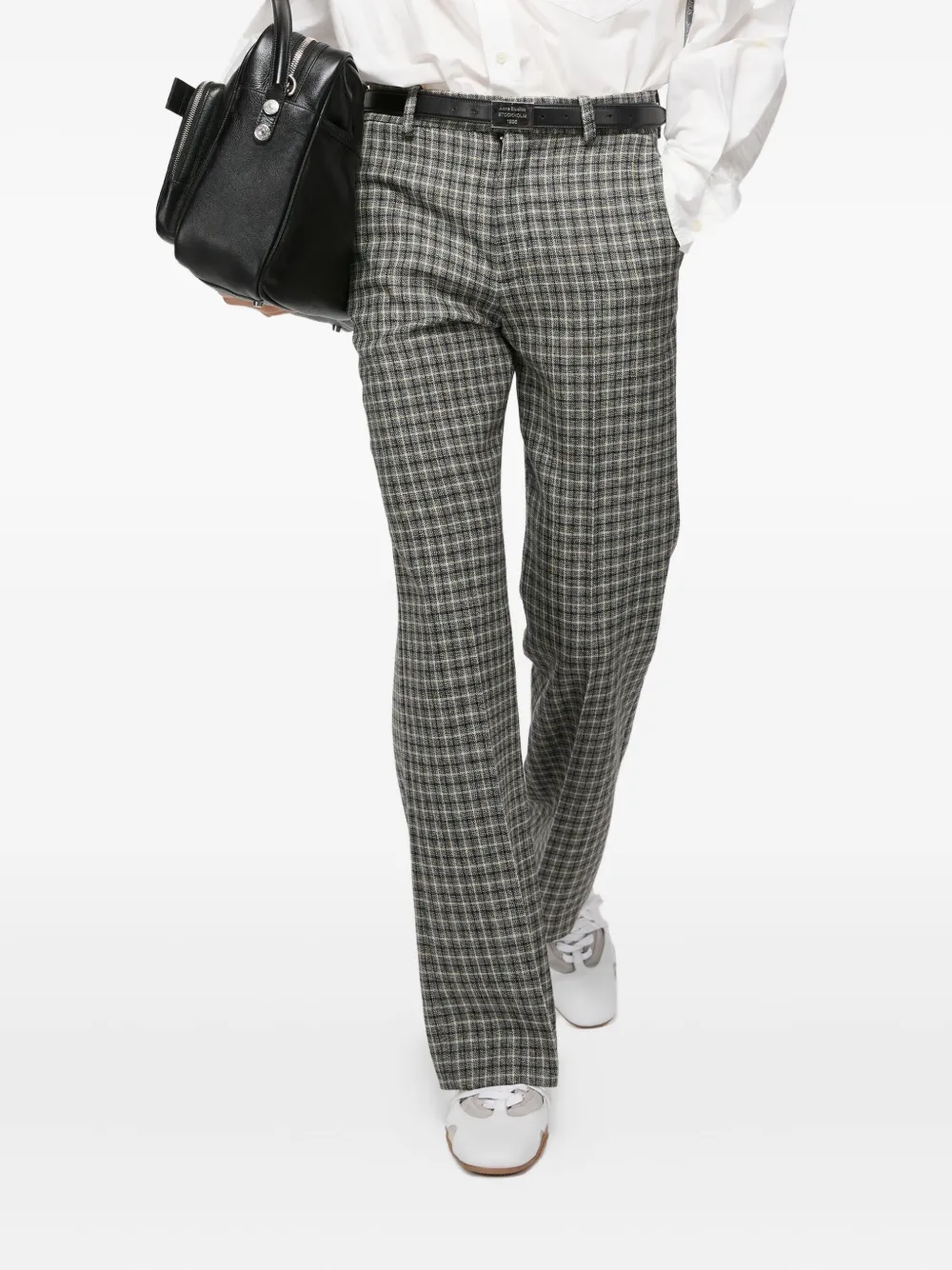 Acne Studios Geruite wollen broek - Zwart