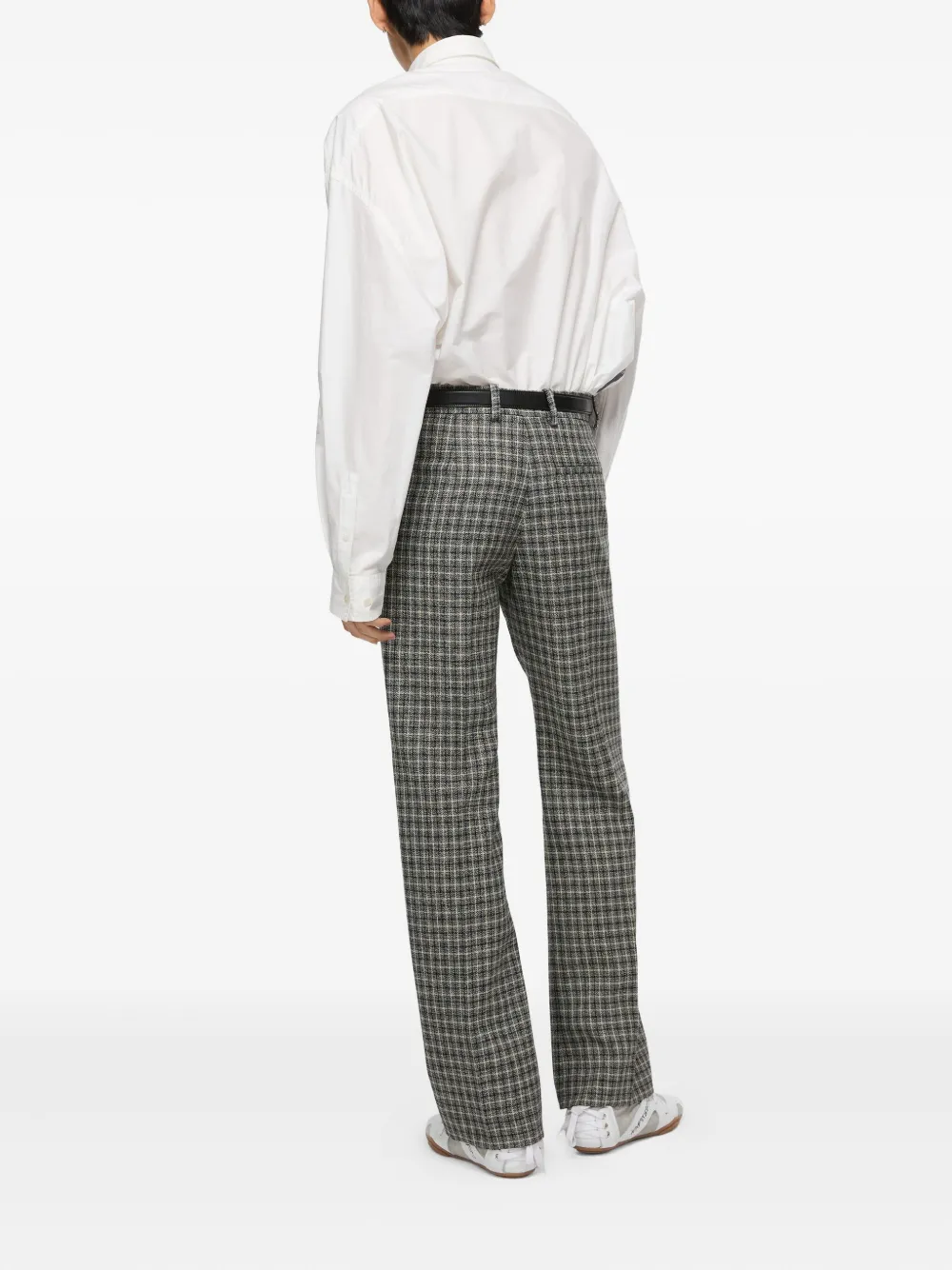 Acne Studios Checked Wool Straight Pants In Green
