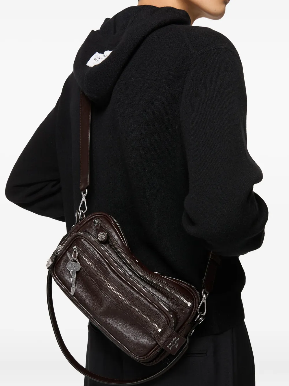 Acne Studios Camero Party Key-charm Leather Shoulder Bag In Brown