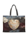 Acne Studios denim-patch heart tote bag - Blue