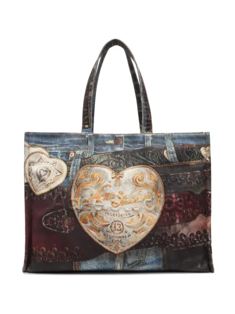Acne Studios denim-patch heart tote bag