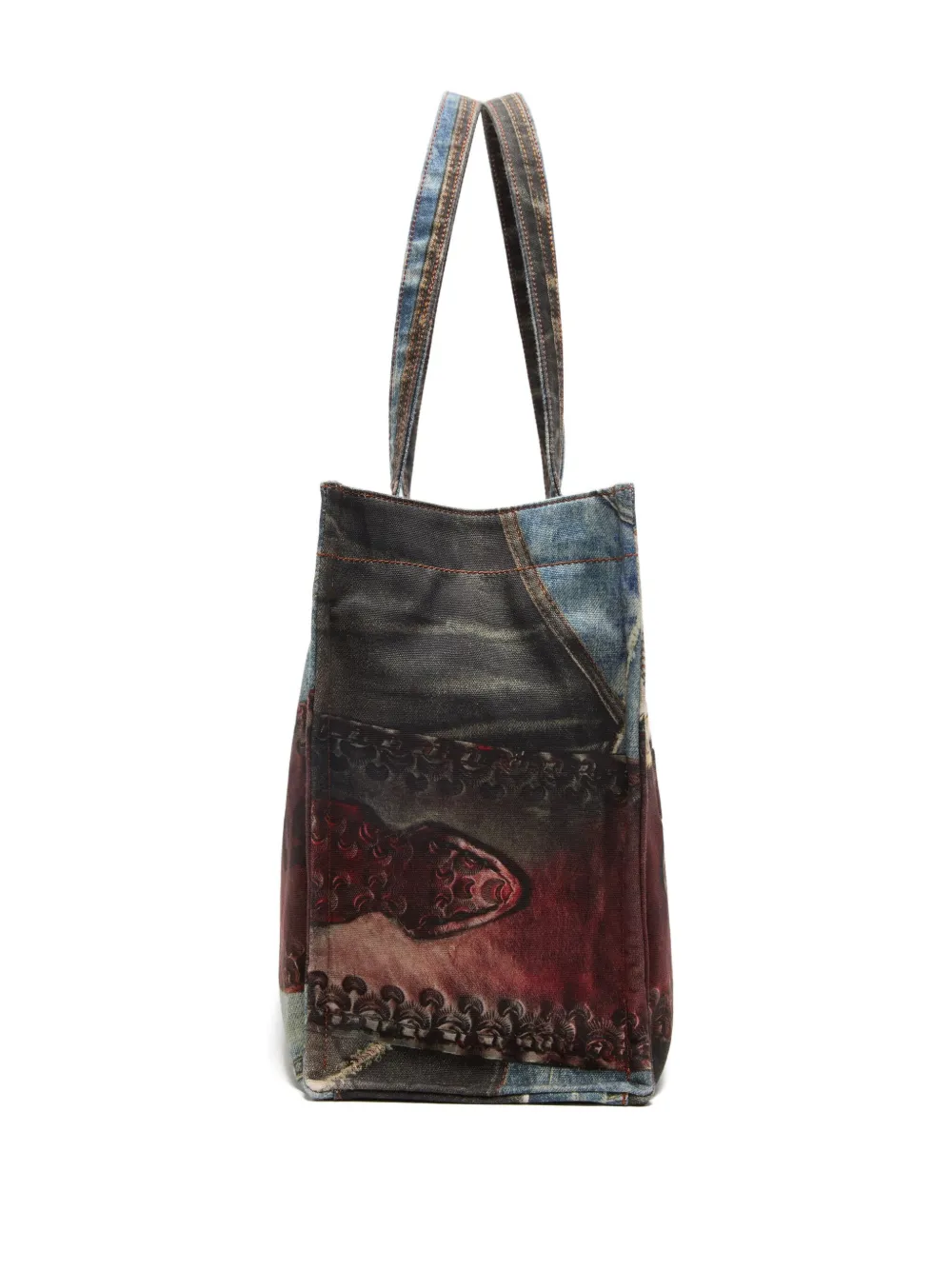 Acne Studios Denim-patch Heart Tote Bag In Blue