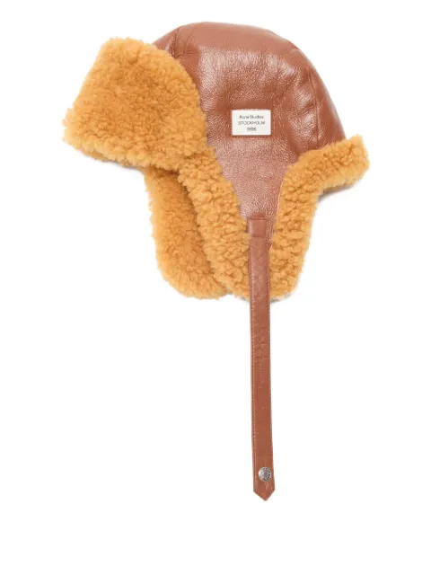 Acne Studios leather shearling hat