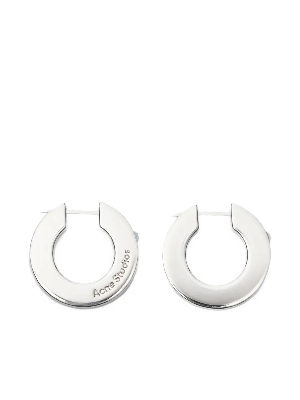 Acne Studios Engraved-logo Hoop Earrings In Silver