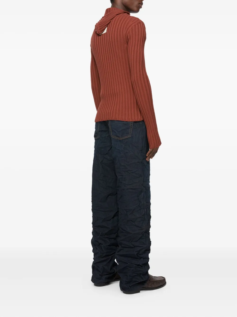 Acne Studios Gerippter Kapuzenpullover Mit Reissverschluss In Brown