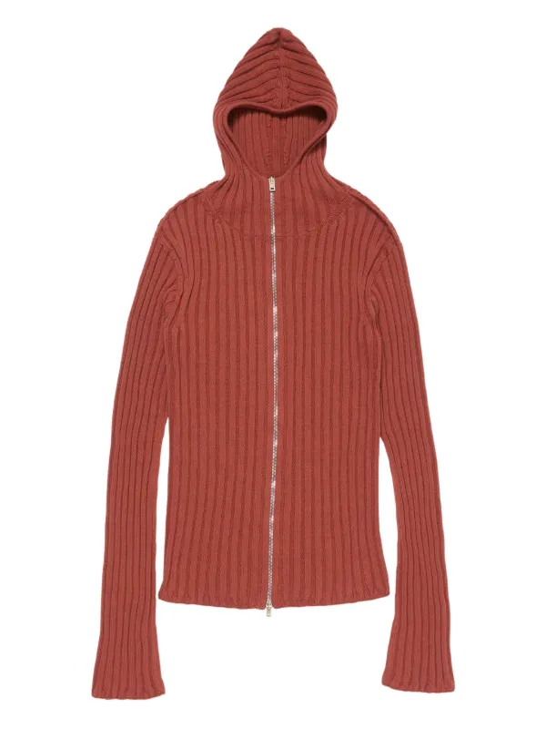 Acne Studios ジップアップ ニットパーカー | レッド | FARFETCH JP