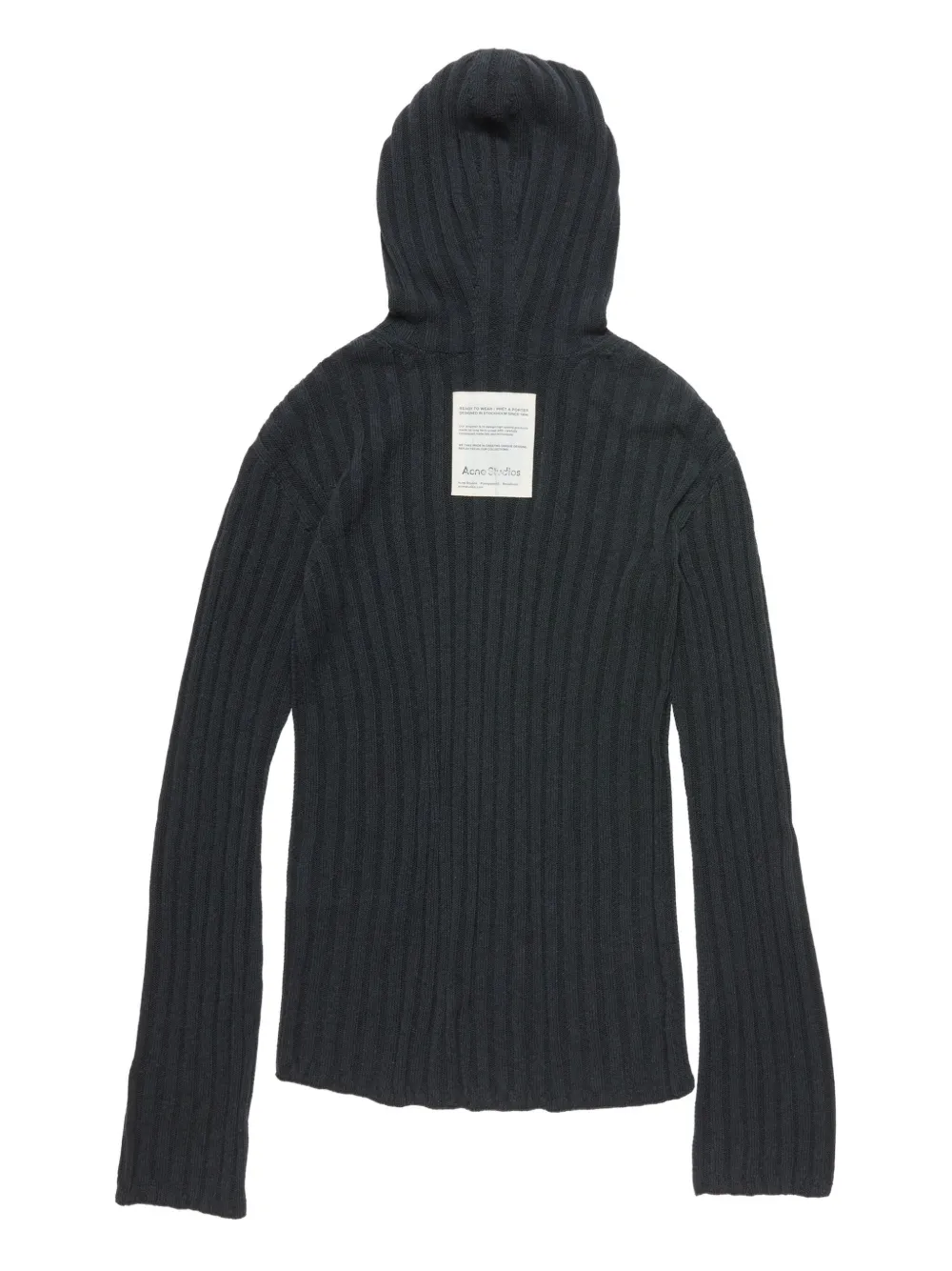Acne Studios ribbed zip-up hooded cardigan Grijs