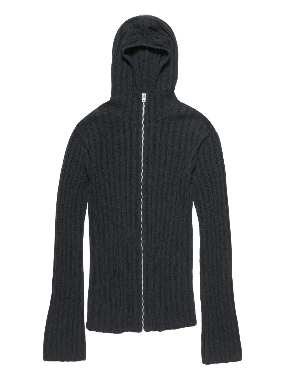 Acne Studios ribbed zip-up hooded cardigan Grijs