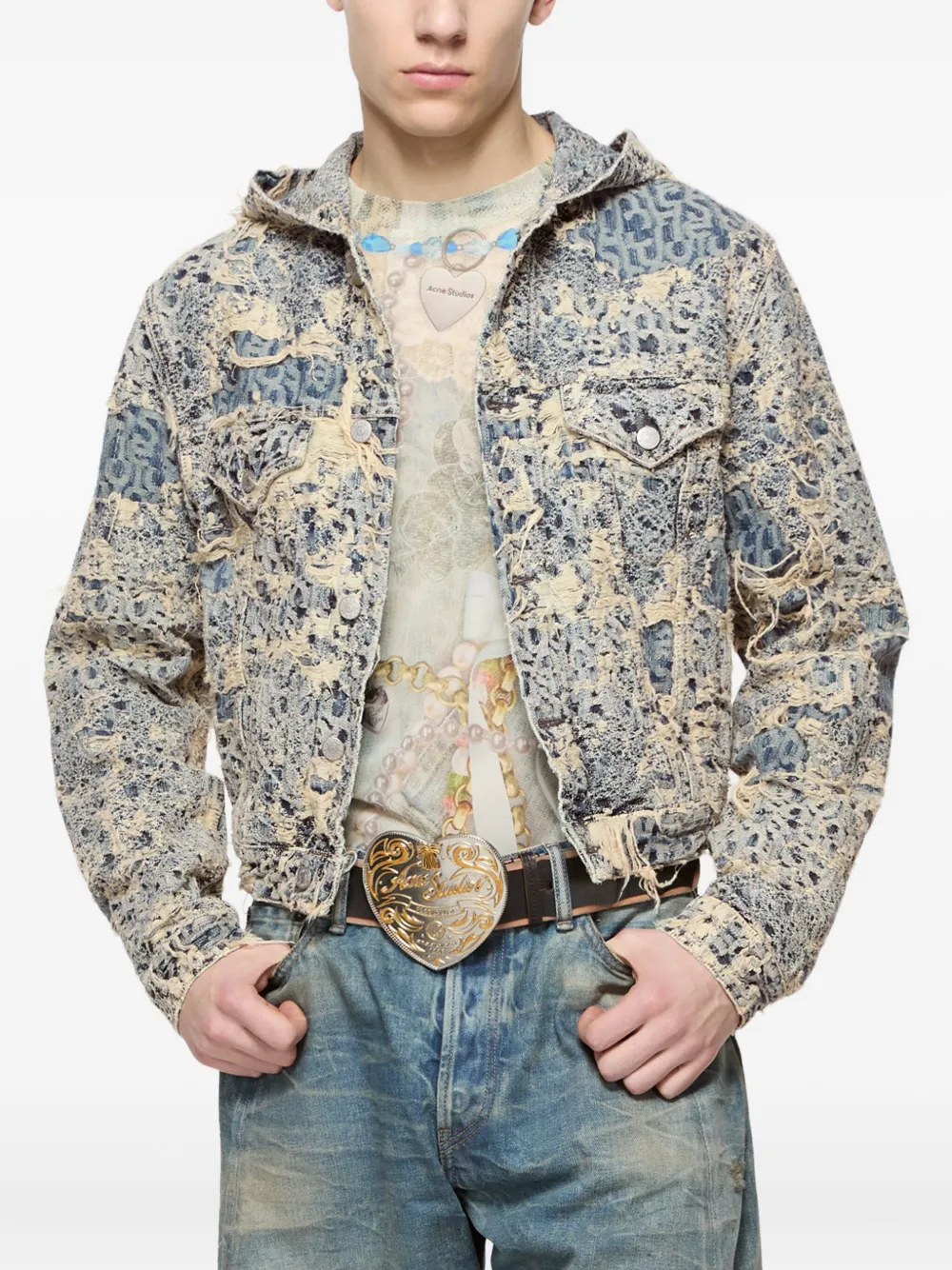 Acne Studios Gerafeld denim jack met capuchon Blauw